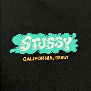 STUSSY splash logo CREWNECK in BLACK, size XL